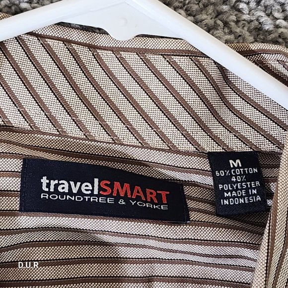 TravelSmart By Roundtree & Yorke Shirt Men's Medium‎ Long-Sleeve Brown Tan - Picture 5 of 12